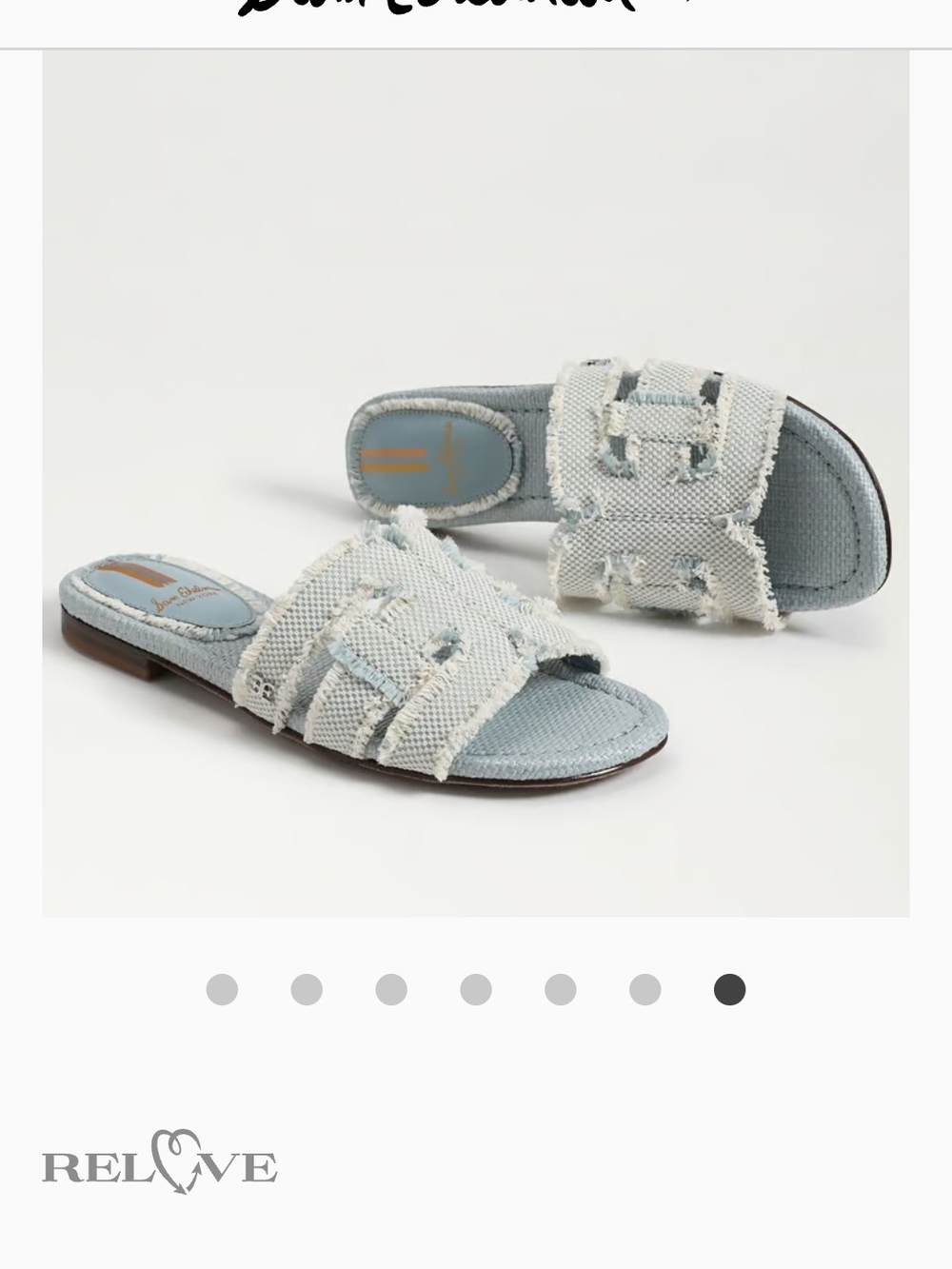 Sam Edelman Light Blue Frayed Slide Sandals